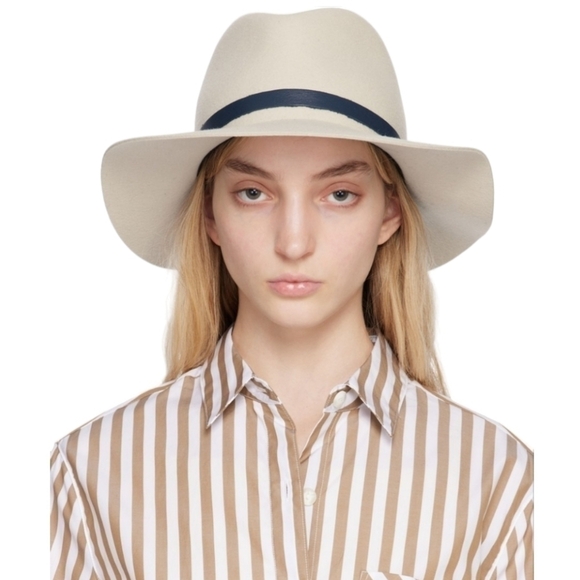 rag & bone Finley Wool Fedora, Size Small, Parchment, NWT